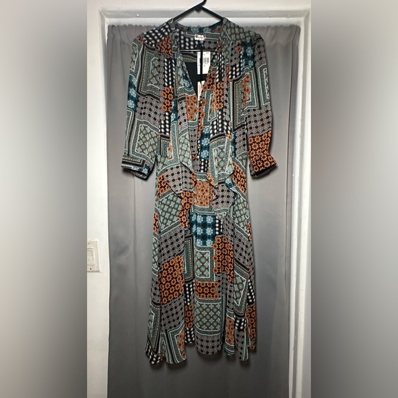 Kut From The Same Kloth Elegant Patchwork Long Sleeve Dress Size 8 - Picture 1 of 16